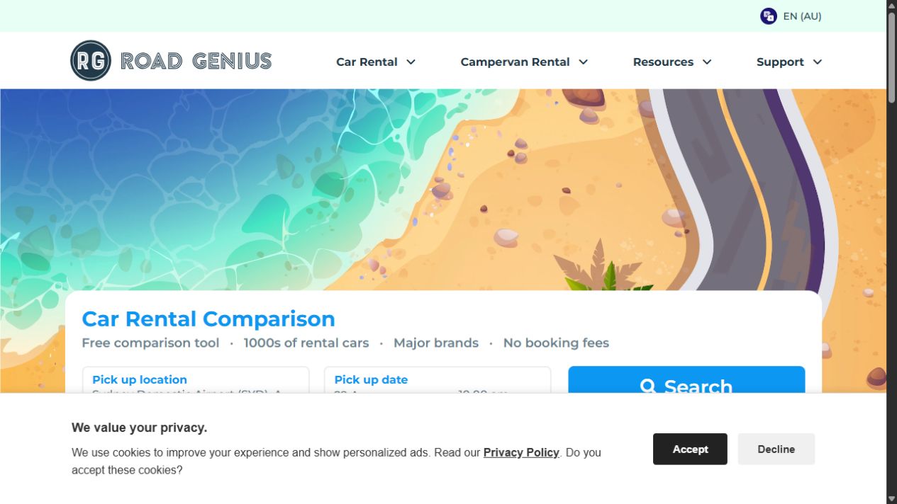 Road Genius Australia website